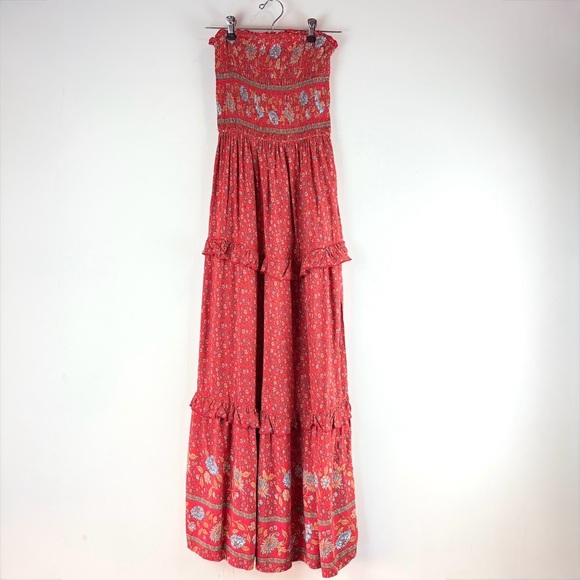 ZESICA Women's Strapless Dress Sleeveless Cottagecore Paisley Boho Beach Maxi S - Picture 4 of 8